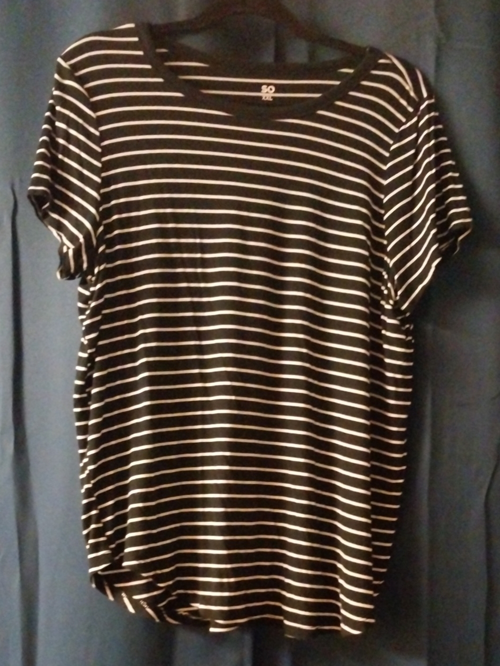 SO Black and White Striped Short Sleeve Tee